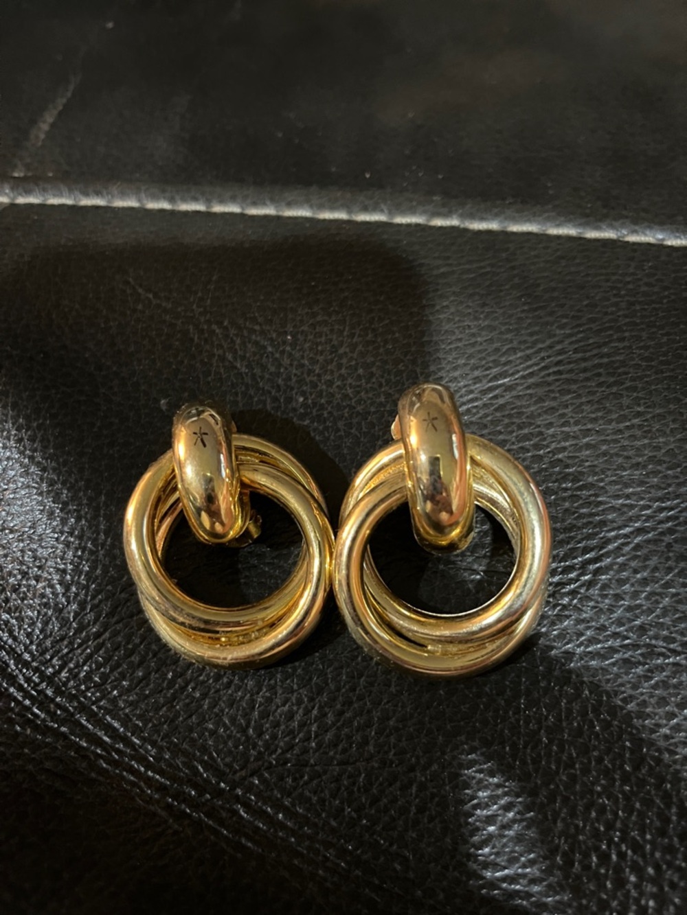 Gold-Tone Double Hoop Clip-On Earrings - Women Jewelry
